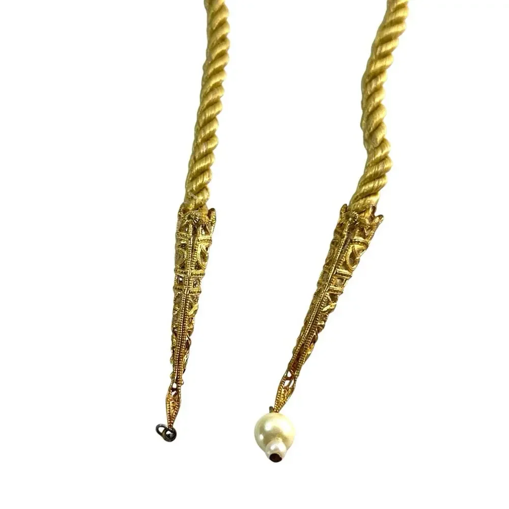 Ornate Purple Gold Jeweled Floral Curtain Tieback Tassel 19” Single
